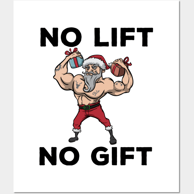 Workout Lifting Lifter Santa Claus Gym Christmas Fitness Wall Art by TellingTales